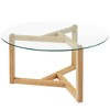 VYNXARIA Natural Round Glass Coffee Table with Sturdy Wood Base - Easy Assembly - 4 of 4