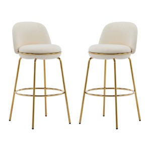 Modern Metal Counter Height Barstools,Upholstered Bar Stools with Footrest and Metal Base,Low Backrest Bar Counter Barstools-Coolbibila - 1 of 4