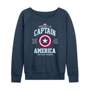 Women's - Marvel - Captain America The First Avenger Lightweight French Terry Wide Neck Long Sleeve Shirt - 1 of 4