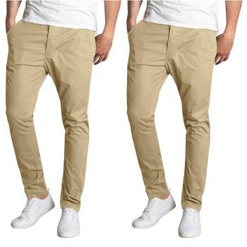 Galaxy By Harvic Men's Slim Fit Cotton Stretch Classic Chino Pants-2 Pack