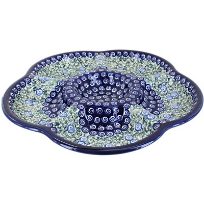 Blue Rose Polish Pottery 1956 Zaklady Chip &Dip Tray