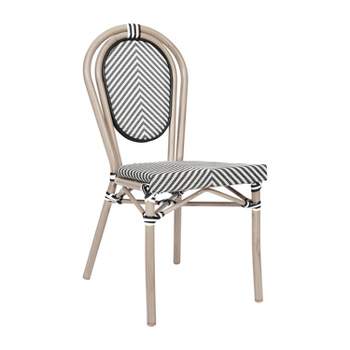 Flash Furniture Marseille Indoor/Outdoor Commercial Thonet French Bistro Stacking Chair, Textilene and Bamboo Print Aluminum Frame