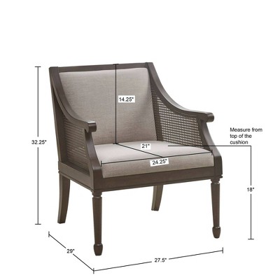 Lily Pond Dark Coffee Wood & Cane Accent Armchair