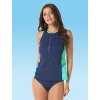 Beach House Sport Racer Zip Front Tankini Top - 3 of 4