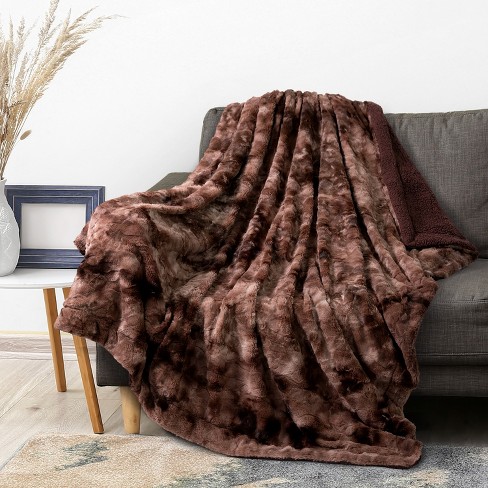 Pavilia Tie-dye Faux Fur Throw Blanket, Furry Fuzzy Fluffy Shaggy Plush  Warm Reversible Thick For Bed Couch Sofa, Brown/twin - 60x80 : Target