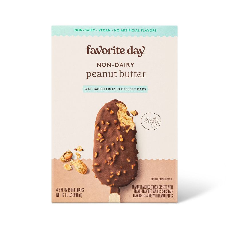 Non-Dairy Vegan Oat Based Peanut Frozen Dessert Bar - 4ct - Favorite Day&#8482;, 1 of 5