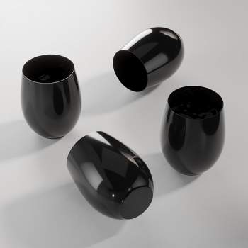 Trendables 12 OZ Plastic Stemless Wine Glasses Disposable Plastic Wine Cups- 24 Count