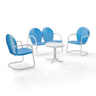 Sky Blue Metal 4-Piece Outdoor Conversation Set