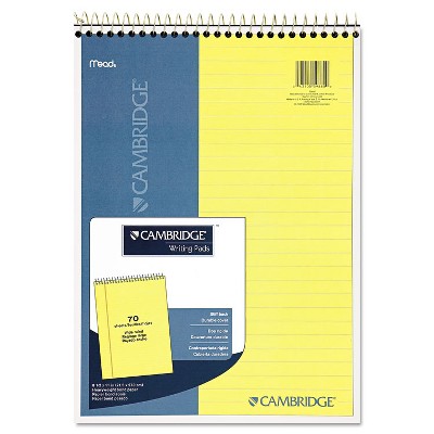 Cambridge Stiff Back Wire Bound Notebook Legal Rule 8 1/2 x 11 Canary Paper 70 Sheets 59880