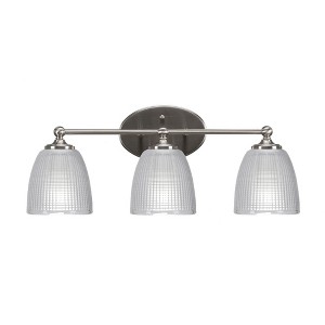 Toltec Lighting Capri 3 - Light Vanity in  Brushed Nickel with 5" Clear Ribbed Shade - 1 of 2