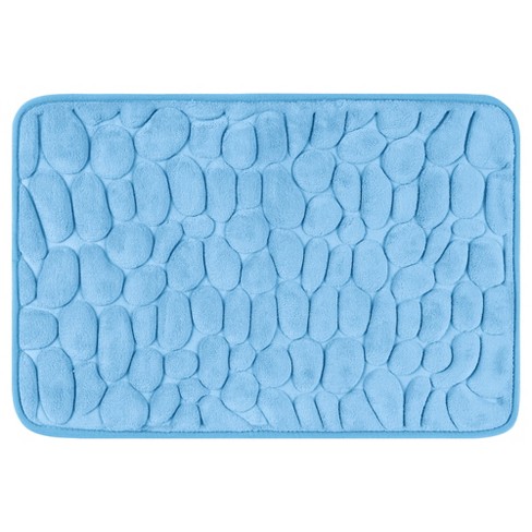 1pc PVC Bathroom Mat, Minimalist Blue Rectangle Anti-slip Shower Stall Mat  For Bathroom