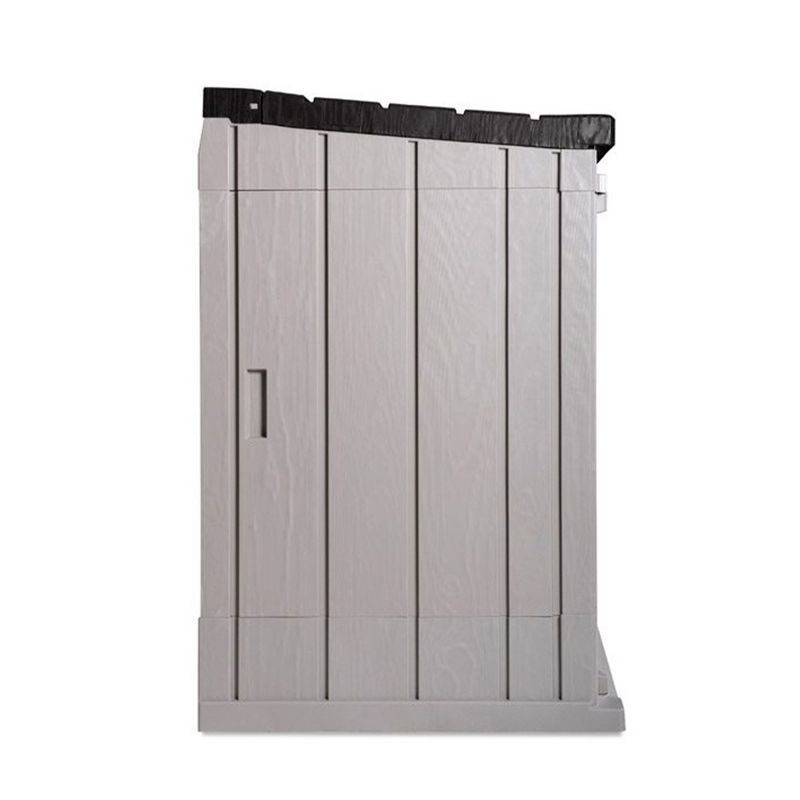 Toomax Stora Way All-Weather Outdoor XL Horizontal 5' x 3' Storage Shed Cabinet for Trash Can, Garden Tools, & Yard Equipment, Taupe Gray/Anthracite, 3 of 9