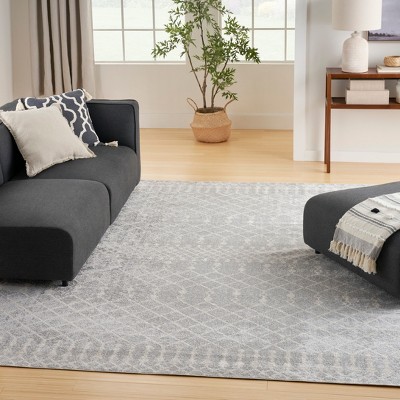 Astra Gray 12' x 15' Synthetic Trellis Washable Rug