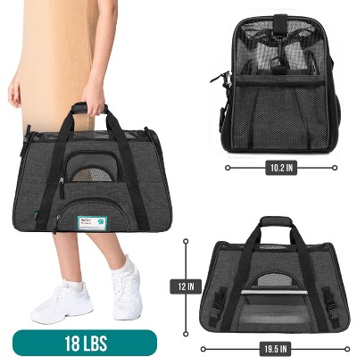 Large Charcoal Soft-Sided Airline Approved Pet Carrier