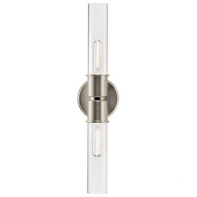 Aviv 24" Brushed Nickel 2-Light Wall Sconce with Clear Glass