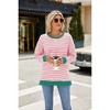 Women's Crew Neck Stripes T Shirt Long Sleeve Shirt Tops Casual Autumn Blouse - 4 of 4