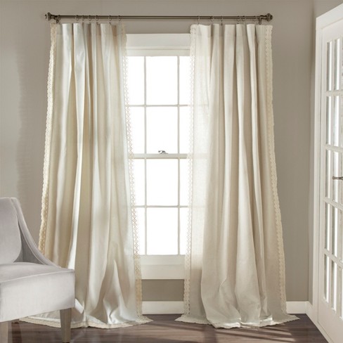 95x54 Rosalie Rod Pocket Light Filtering Window Curtain Panel Ivory -  Lush Décor : Target