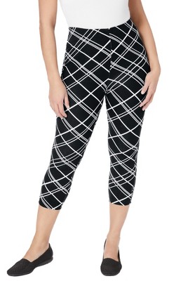 Roaman's Women's Plus Size Essential Stretch Capri Legging, 12 - Black Acid Tie  Dye : Target