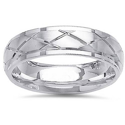 Pompeii3 Modern Brushed 6mm Wedding Band 14K White Gold