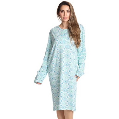 Just Love Womens Nightgown - Long Sleeve Henley Oversized Sleepwear Gown