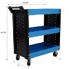 Racxily 3 Tier Rolling Tool Cart on Wheels, Heavy Duty Utility Tool Cart with Pegboard for Repair Shop, Garage, Warehouse - 2 of 4