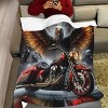 Motorcycle Eagle Print Flannel Throw Blanket ¨C Soft, Cozy, and Vibrant with Black Background and Red Motorcycle Design. - 2 of 4