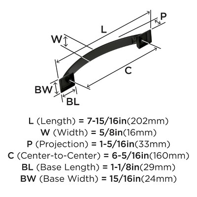 Black Bronze 6-5/16 inch Modern Cabinet Pull Bar