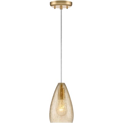 Amber Glass and Gold Mini Pendant Light