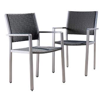 Cape Coral 2pk Wicker Dining Chairs - Gray - Christopher Knight Home
