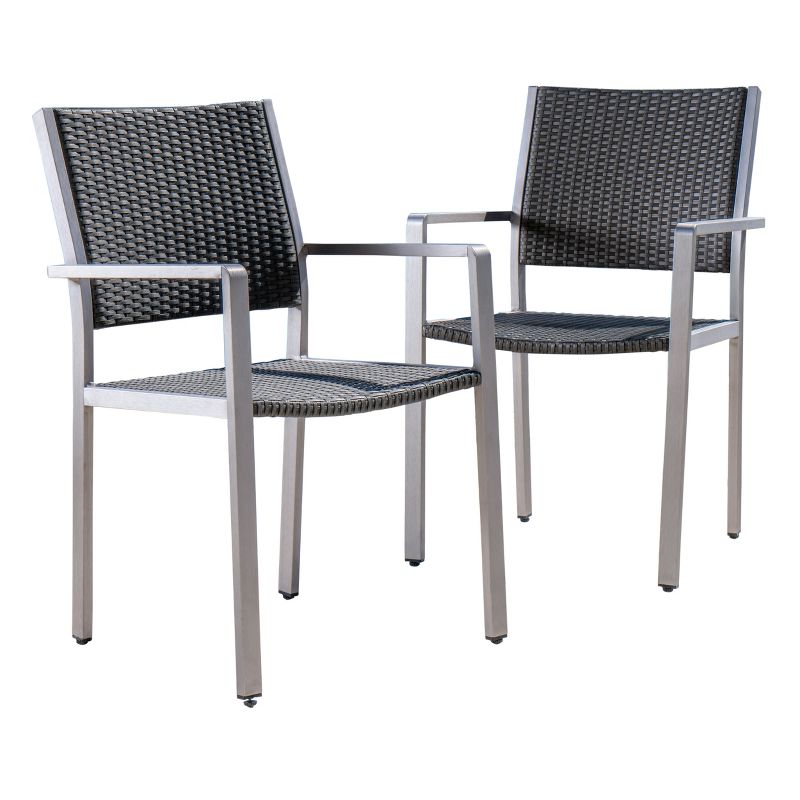 Cape Coral 2pk Wicker Dining Chairs - Gray - Christopher Knight Home, 1 of 9