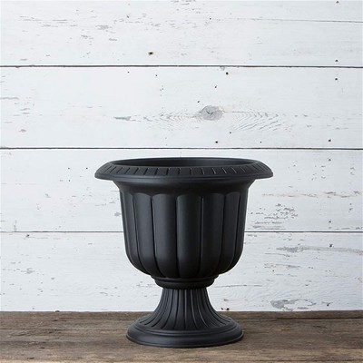 Classic Black Plastic Grecian Urn Planter, 19-Inch