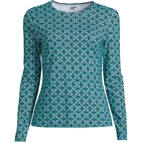 Lands' End Women's Upf 50 Geo Print Long Sleeve Quarter Zip Rash Guard -  Blue : Target