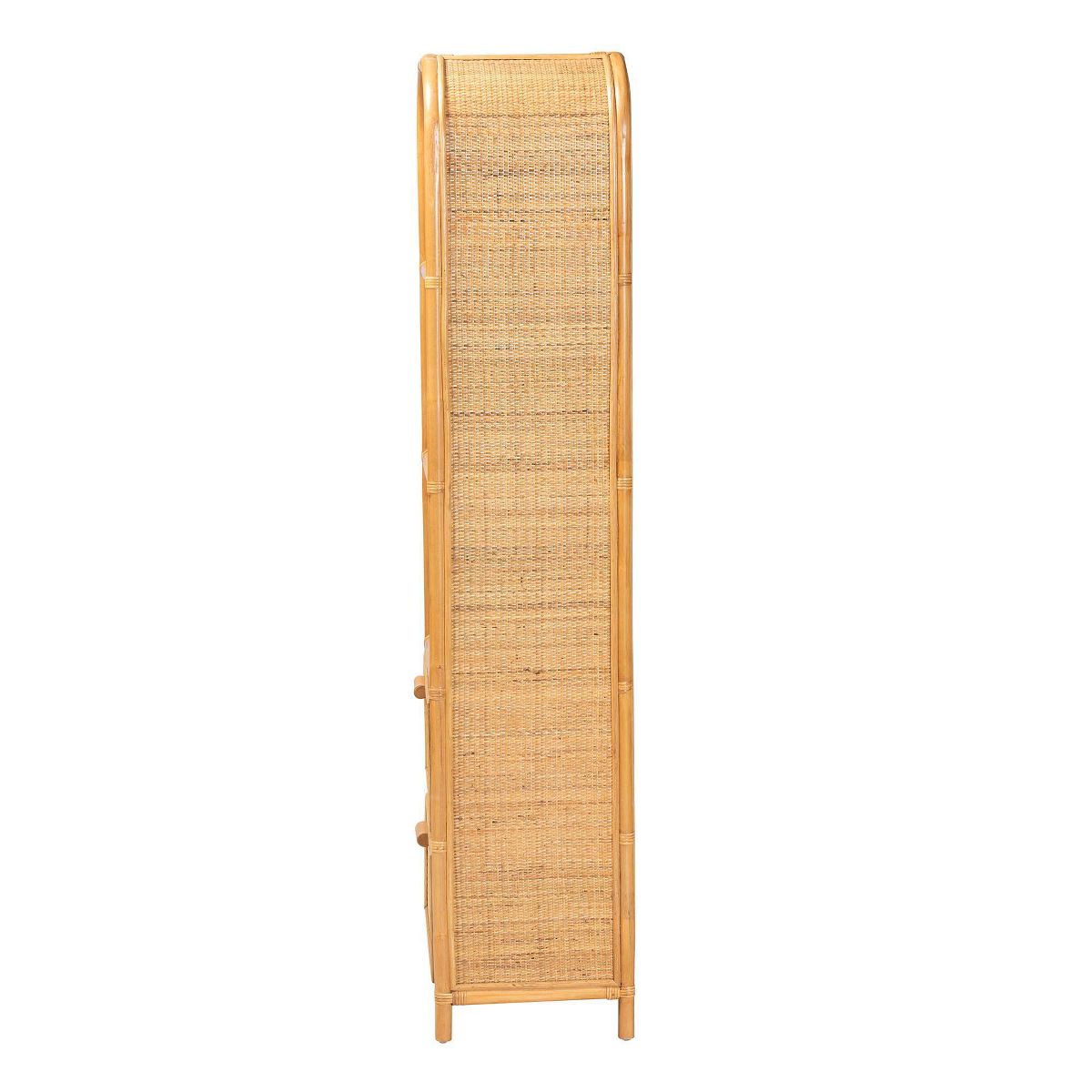 bali & pari 67.7" Curacao Rattan 2 Drawer Bookcase Light honey: Plywood Frame, 3-Tier, No Assembly Required - thumbnail 5