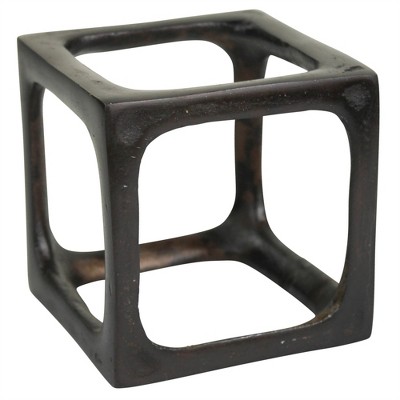 HomeRoots 4" Black Cast Iron Cube Tabletop Sculpture