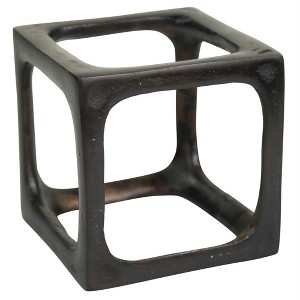 HomeRoots 4" Black Cast Iron Cube Tabletop Sculpture - 1 of 4