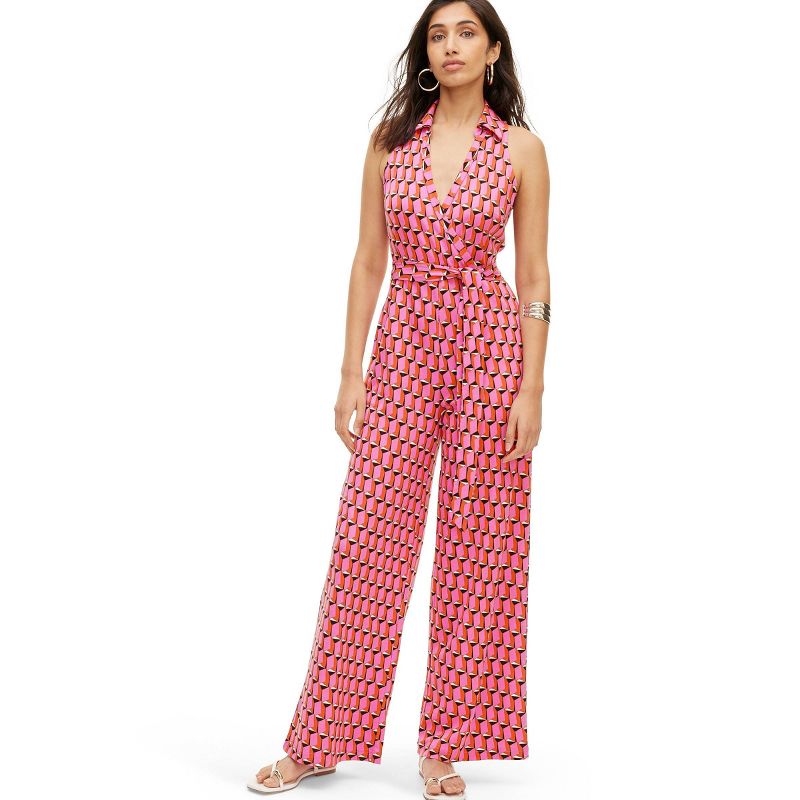 Women's Collared Sleeveless Pink Modern Geo Jumpsuit - DVF for Target, 5 of 13