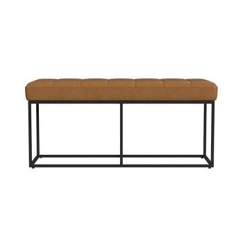 Theodore Bench Faux Leather Caramel - HomePop