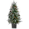 4ft. Frosted Artificial Christmas Tree Pre-Lit with 105 LED Lights & Berries in Decorative Planter – Festive Holiday X-Mas Glow - 3 of 4