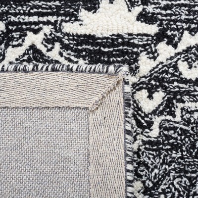 Handmade Black Wool Tufted Rectangular Area Rug 59"