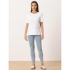 Allegra K Women's Casual Round Neck Basic Textured Summer T-Shirt - 4 of 4