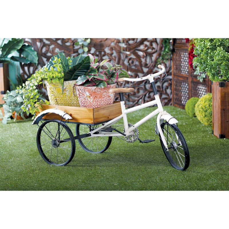 48&#34; Wide Planter Rustic Iron Bicycle Inspired Flower Cart Brown - Olivia &#38; May, 3 of 19