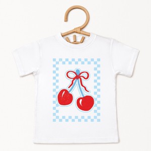 The Juniper Shop Patriotic Cherries Checkered Toddler Short Sleeve Tee - 1 of 4