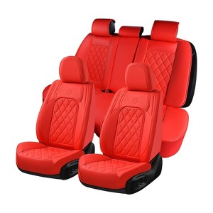 Coverado Car Seat Covers Front and Rear Faux Leather Seat Protector Accessories Universal Fit Most Vehicles - 1 of 4