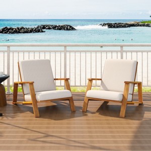 Adirondack Acacia Wood Outdoor Club Chair with Cushions, Modern Lounge Chair for Patio or Backyard-3irtyhousy - 1 of 4