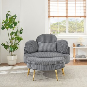 Okak Modern Small Chaise Lounge Sleeper Sofa Bed with Movable Storage Footstool,Upholstered Armchair Sofa Couch for Living Room,Apartment - 1 of 4