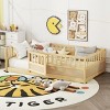 Floor Bed with High Fence and Door For Kids, Safe Montessori Design Bed with Guardrails,, Bed with Pine Wood Construction-Baofuwish - 2 of 4