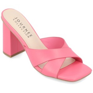 Journee Collection Womens Chazz Vegan Leather Block Heel Sandals - 1 of 4