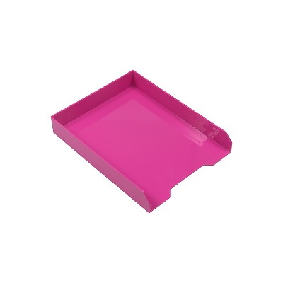 JAM Paper AM Paper Stackable Front Loading Letter Tray Letter Size Pink Plastic 2/Pack (344PIA)