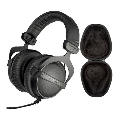 beyerdynamic DT 990 PRO Studio Headphones (Ninja Black, Limited Edition)  Bundle with Hard Shell Headphone Case (2 Items)