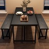 Dining Table Set for 4, Kitchen Table with 2 Upholstered Benches, 3-Piece Dining Set for Kitchen, Apartment, Small Spaces - 4 of 4